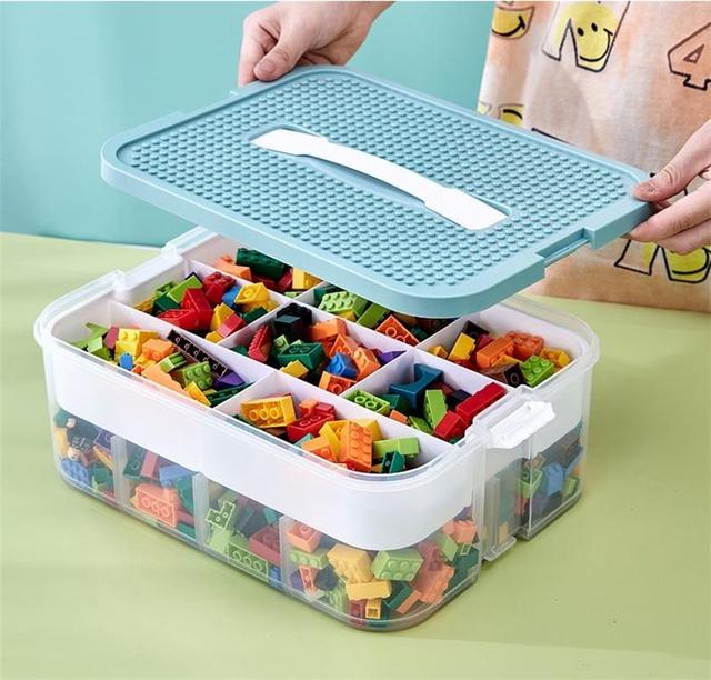 Building Blocks Storage Box Stackable Toy Organizer With Handle Lego-compatible  Storage Container Grid Storage Case - Storage Boxes & Bins - AliExpress